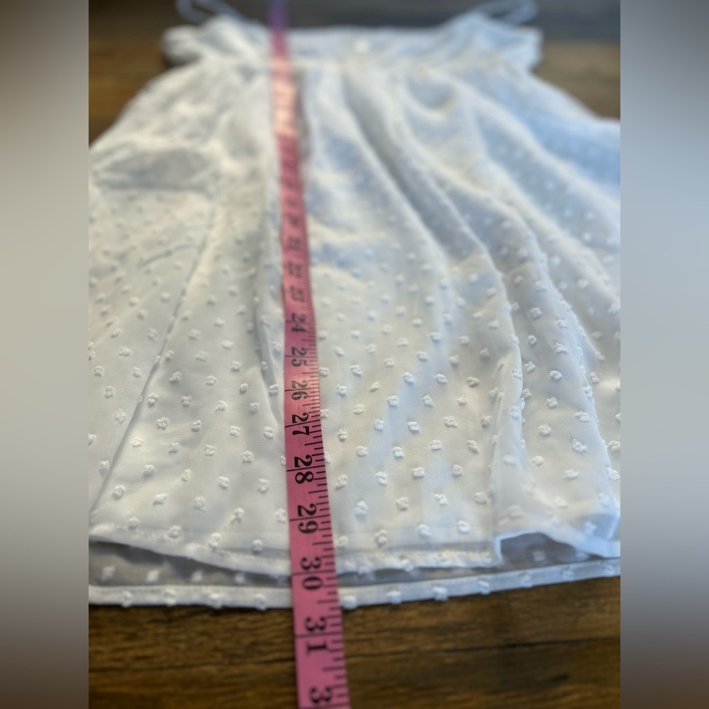 LULUS Essential Sweetness White Swiss Dot Babydoll Mini Dress Cottagecore - Picture 11 of 13